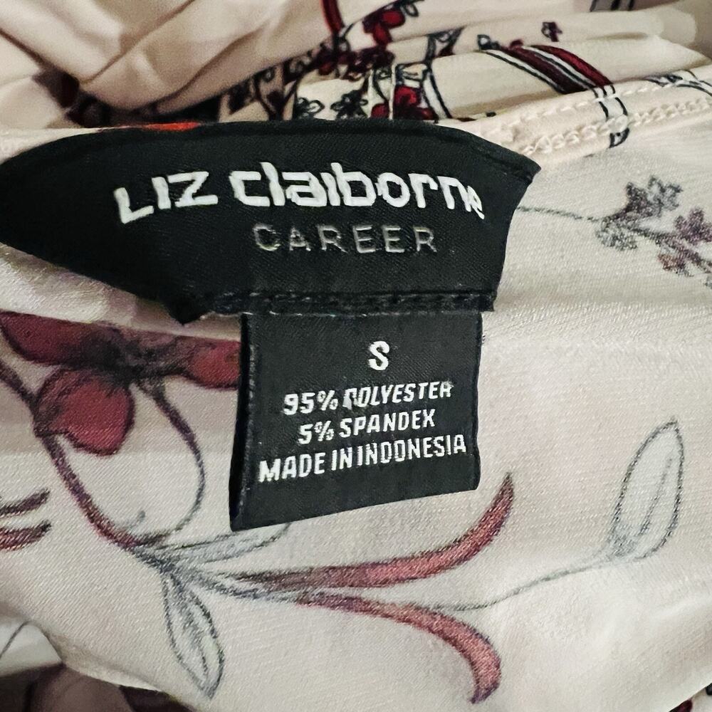 Liz Claiborne Career Top Womens Size Small Pink Floral Short Sleeve Blouse - Picture 5 of 5